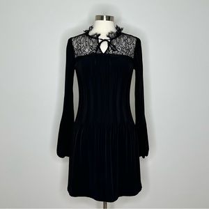 chinese dress ladies Maje Women's Fit / Flare Black Mesh Embroidered Polyester Trims Dress